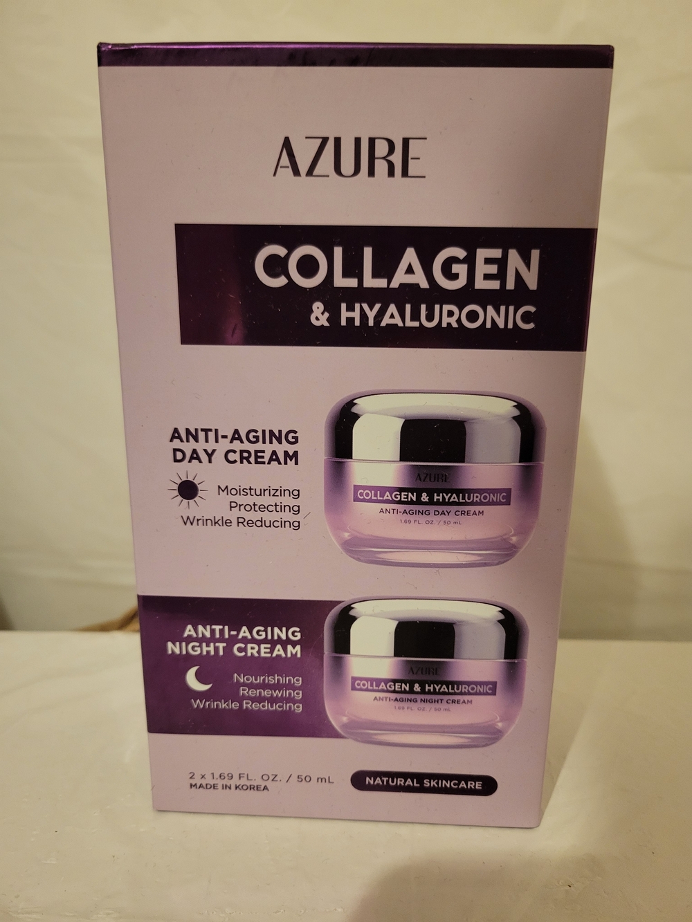 Azure Collagen & Hyaluronic Anti-Aging Day & Night Cream Set - Purple
